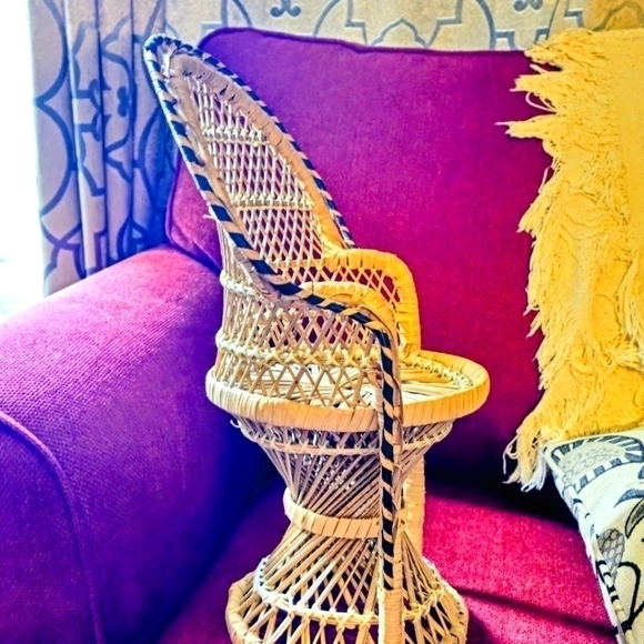 Wicker Planter or Doll Chair - Light Tan - 16" Tall - Picture 5 of 6